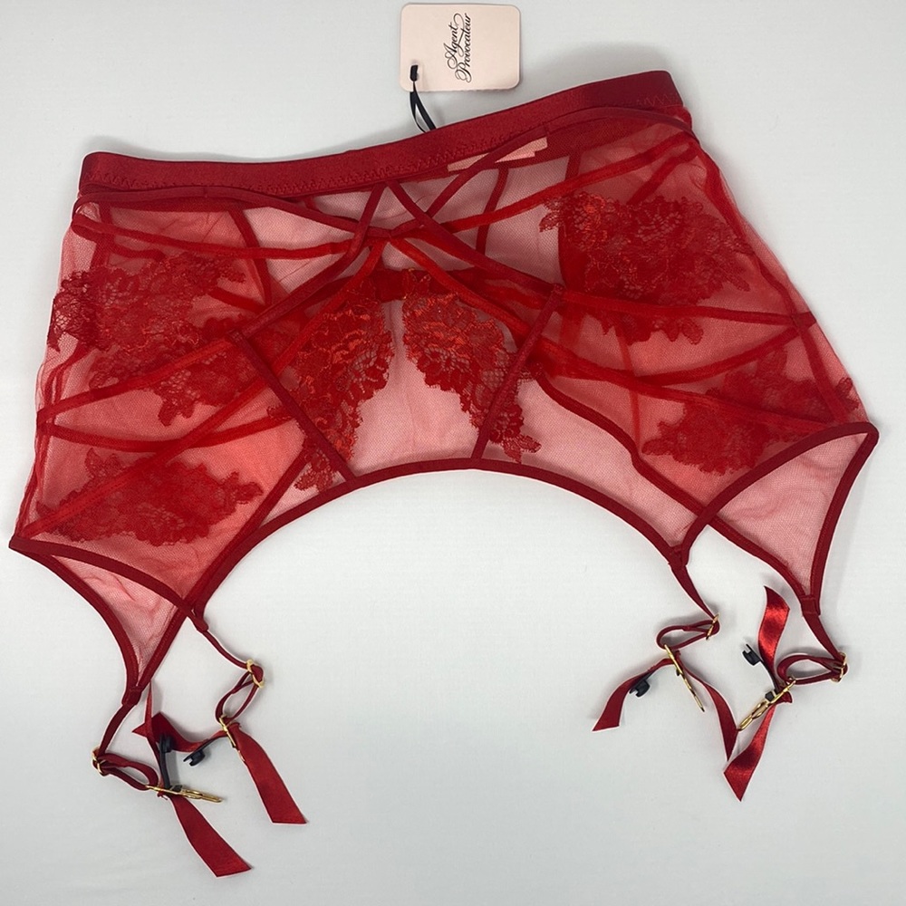 Agent Provocateur Demelza Red Suspender AP3 Medium NWT $285